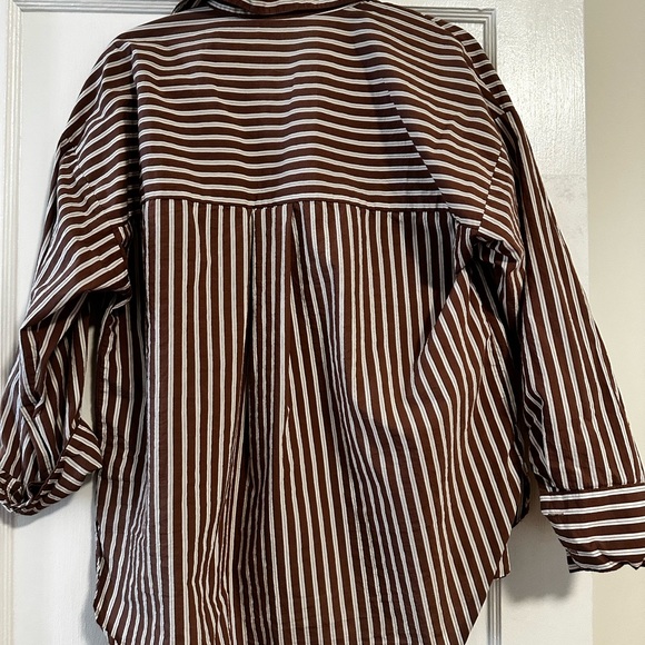Mango Brown and White Striped Blouse - Picture 6 of 6